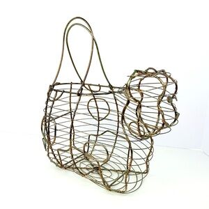 Vintage Cow (Holstein) Shaped Wire Egg  Collecting Basket Copper/silver Color
